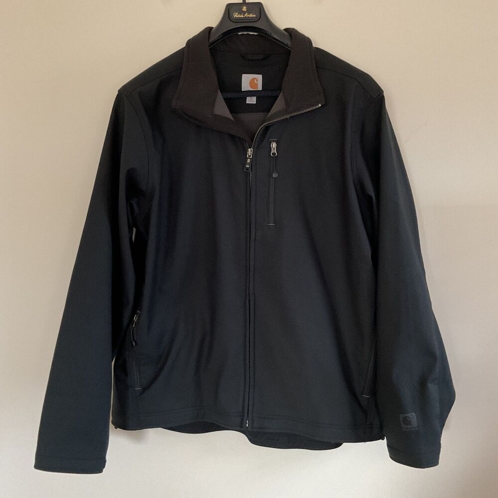 Carhartt Quick Duck Pineville Soft Shell Jacket Sz XL Tall Fleece Lined Black